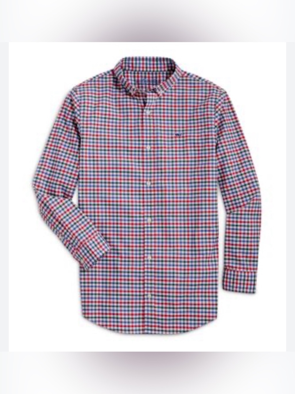Southern Tide Boy's Red, Blue & White Gingham Button-Down Shirt- NWT